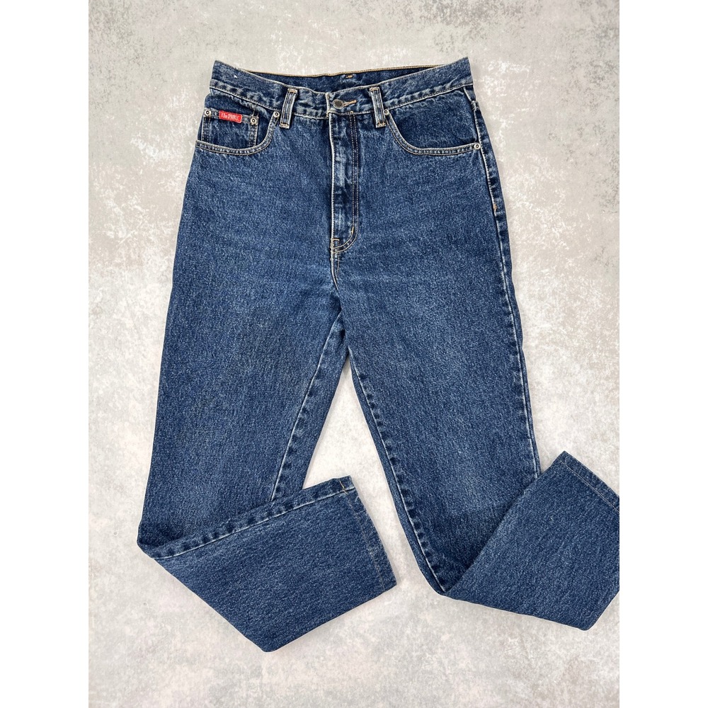 Sparkle Denim Womens High Waisted Straight Leg Jeans Medium Wash Blue Vintage